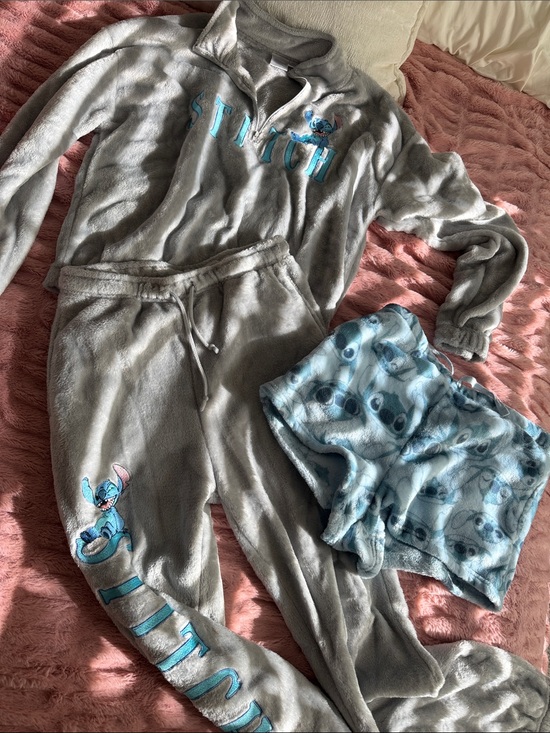 Disney Other - Stitch Plush Gray Lounge Set with Blue shorts